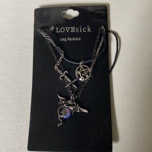 NWT Lovesick Dragon Opal/Crossed Swords/Pentagram Necklace